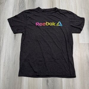 Reebok Charcoal Tee with Multicolor Logo